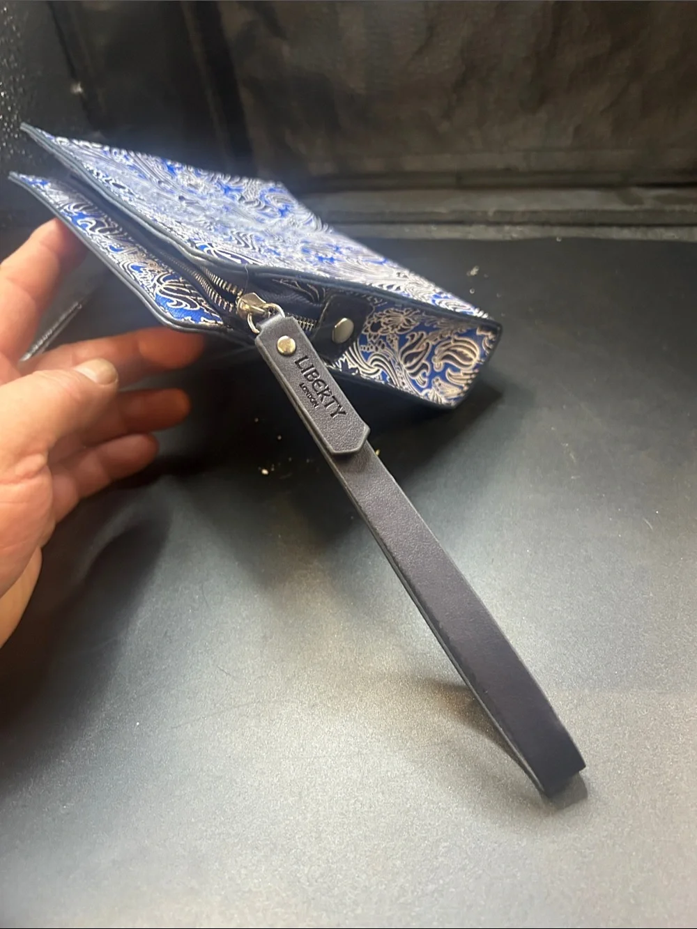 Liberty Blue and White Floral Wristlet